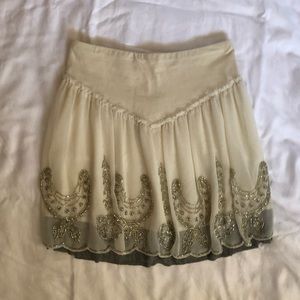 Free People beaded cream skirt